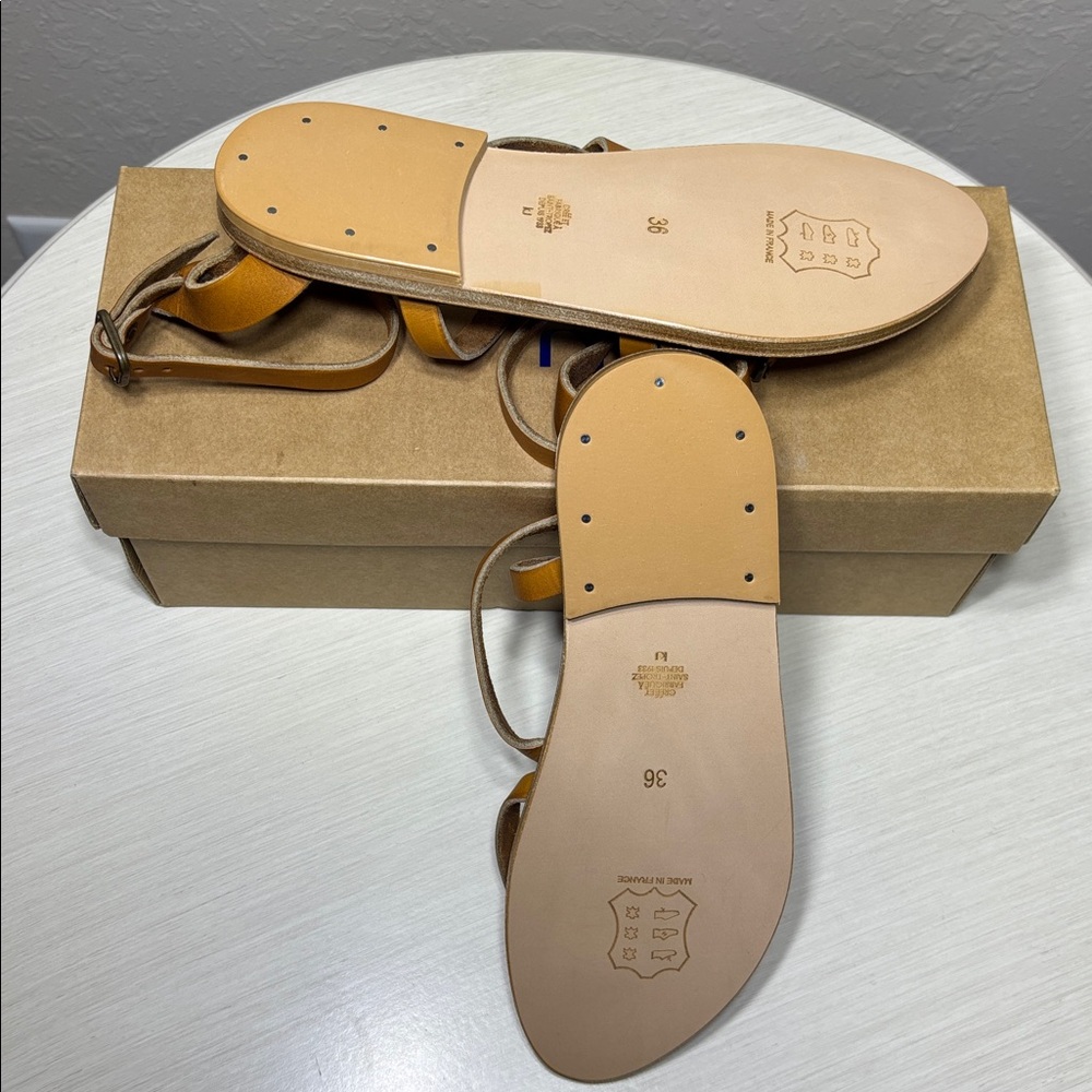 K. Jacques St. Tropez Epicure Leather Sandals Brown NIBox EU36 (6)Made in France - Picture 9 of 13